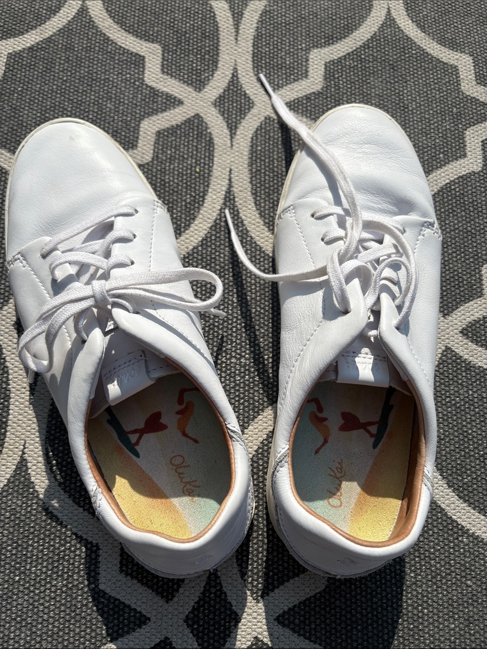 OluKai Women's White Leather Sneakers